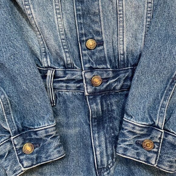 Michael Kors Denim Utility Jumpsuit Blue Medium Wash Long Sleeve Button Up XS - Picture 9 of 13